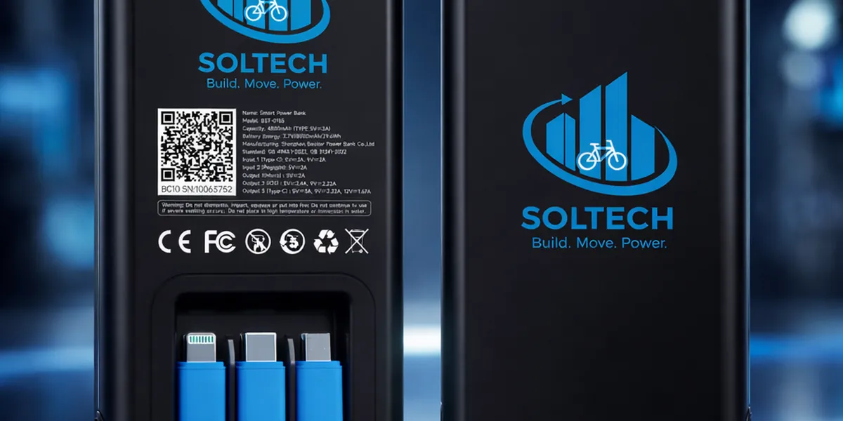 Pin sạc dự phòng Soltech với ba đầu cáp tích hợp